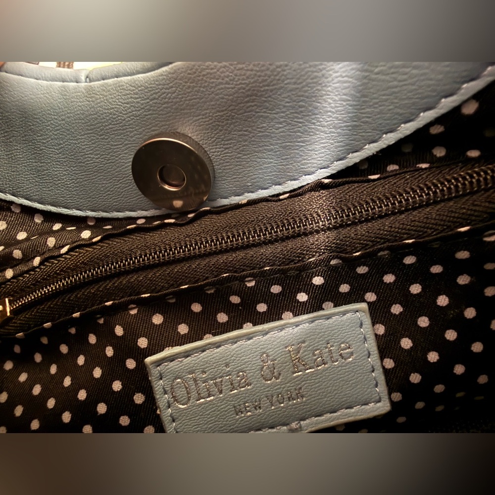 Olivia & Kate Light Blue Faux Leather Mini Shoulder Bag - Picture 7 of 10